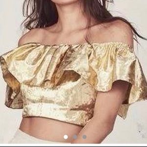 SOLD NWT LoveShackFancy Gold Lamé Crop Top